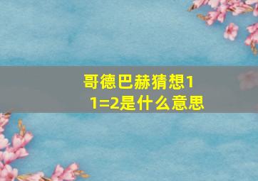 哥德巴赫猜想1 1=2是什么意思